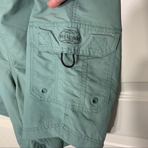 WEEKENDER Traveler Vintage Sage Green Swim & Adventure Shorts Cargo Style Sz 42 - Picture 6 of 13